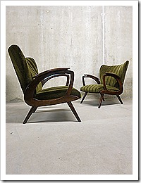 Mid century vintage design lounge stoelen wingback chairs