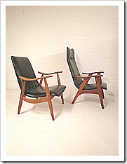 retro vintage deense design fauteuil skai leer, lounge chair vintage danish style