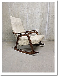 Deense schommelstoel vintage design lounge stoel, Danish rocking lounge chair mid century modern vintage design