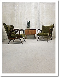 Mid century vintage design lounge stoelen wingback chairs