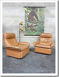 De Sede vintage design leren lounge chairs armchairs