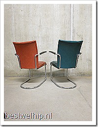 Originele vintage Gispen de wit buisframe stoelen