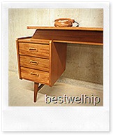 mid century danish desk vintage design bureau a-symmetrisch