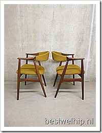 Vintage Danish dining chairs, Deense vintage design eetkamer stoelen 