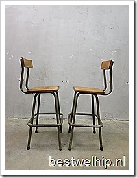 Vintage krukken/ stoelen industrieel, French Industrial stools bar stool