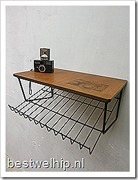 Vintage design wall unit magazine rack fifties sixties magazinerack, vintage telephone table