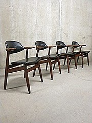 Vintage koehoorn stoelen Tijsseling Dutch design cowhorn chairs 