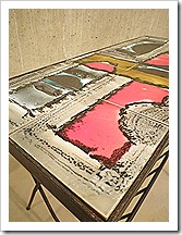 vintage design magazinerack tile table, bijzettafel Belarti design tegeltafel