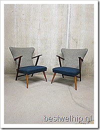 Mid century lounge stoelen ‘wingback chairs’