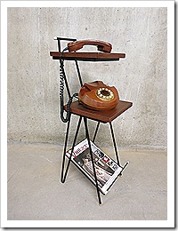 vintage telefoonrek, vintage sixties magazinerack, telephone table
