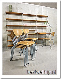 industriele vintage schoolstoelen stapelstoelen industrial school chairs stackable