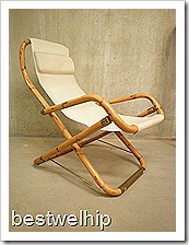 vintage retro relax fauteuil ligstoel bamboe