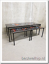Vintage salontafel tegeltafel coffee table tile table Belarti