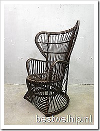 Rohé Noordwolde Rattan Peacock Chair (Gio Ponty style) rotan fauteuil