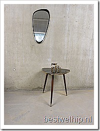 vintage retro mirror fifties sixties style, ovaal spiegel retro vintage jaren 50 60