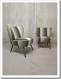 Vintage retro cocktail stoelen cocktail chairs clubfauteuil fifties ‘stripes’