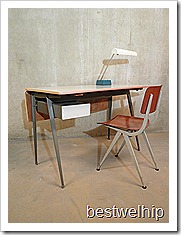 vintage design writing desk industrial, vintage industrieel bureau Friso Kramer stijl