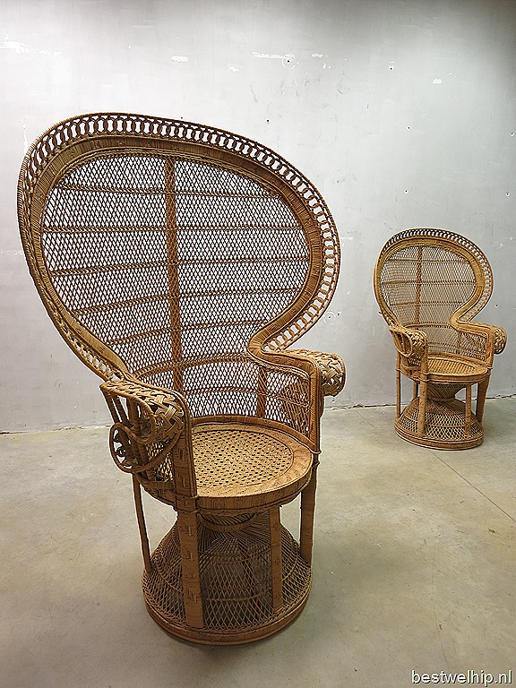 referentie Afgeschaft diepvries Vintage Peacock chair seventies, vintage rotan pauwen stoel | Bestwelhip