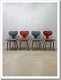 Mid century Dutch design dinner chairs Pastoe vintage eetkamer stoelen