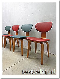 Mid century Dutch design dinner chairs Pastoe vintage eetkamer stoelen