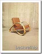 Rotan bamboo vintage lounge chair Paul Frankl stijl