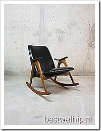 Vintage schommelstoel rocking chair Webe Louis van Teeffelen