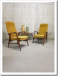High back Danish vintage modern lounge chairs