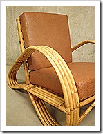 Vintage design lounge stoel chair bamboo rotan Paul Frankl stijl