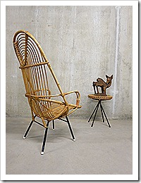 Vintage Rohe rotan lounge fauteuil / rattan lounge chair
