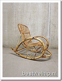 Vintage rotan schommelstoel rocking chair rattan 