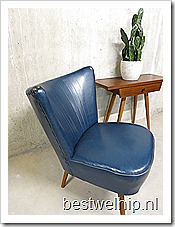 retro vintage clubfauteuil lounge stoel cocktail stoel jaren 50 blauw skai