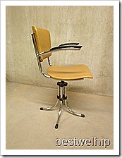 vintage design bureaustoel chromen buis, desk chair vintage chromic retro vintage