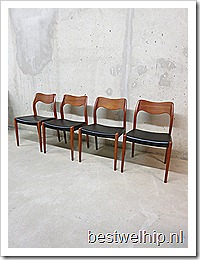 Danish dining chairs Niels O. Møller eetkamer stoelen Deens vintage design