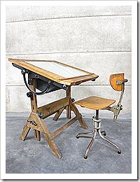 Industrial steampunk lighted drafting table Hamilton