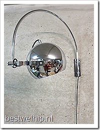 Gepo vintage design chromen boog wandlamp bollamp