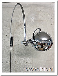 Gepo vintage design chromen boog wandlamp bollamp