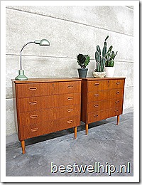 Danish mid century design cabinet drawers , Deense vintage ladenkast