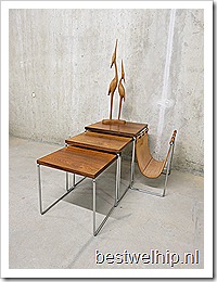 Brabantia vintage design miniset bijzettafeltjes krantenbak nesting tables 