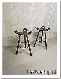 vintage design kruk Spaans mid century design, Spanish stool mid century design