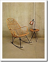 vintage rotan schommelstoel Rohe Noordwolde rocking chair