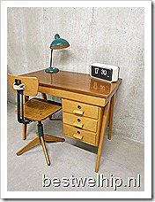 retro vintage houten bureau industrieel desk vintage industrial