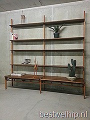 Vintage design bookcase wall unit Fristho boekenkast Deense stijl