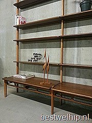 Vintage design bookcase wall unit Fristho boekenkast Deense stijl