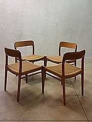 Danish mid century vintage design dinner chairs Møller, Deense vintage design eetkamerstoelen Møller 