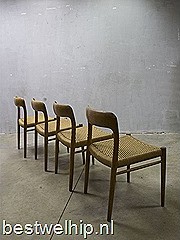 Danish mid century vintage design dinner chairs Møller, Deense vintage design eetkamerstoelen Møller 