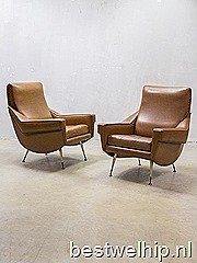 Mid century fifties design lounge set Gio Ponti style Marco Zanuso style brass legs Italian modern