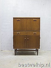 Mid century modern cabinet Tibergaard, vintage wandkast secretaire Deens