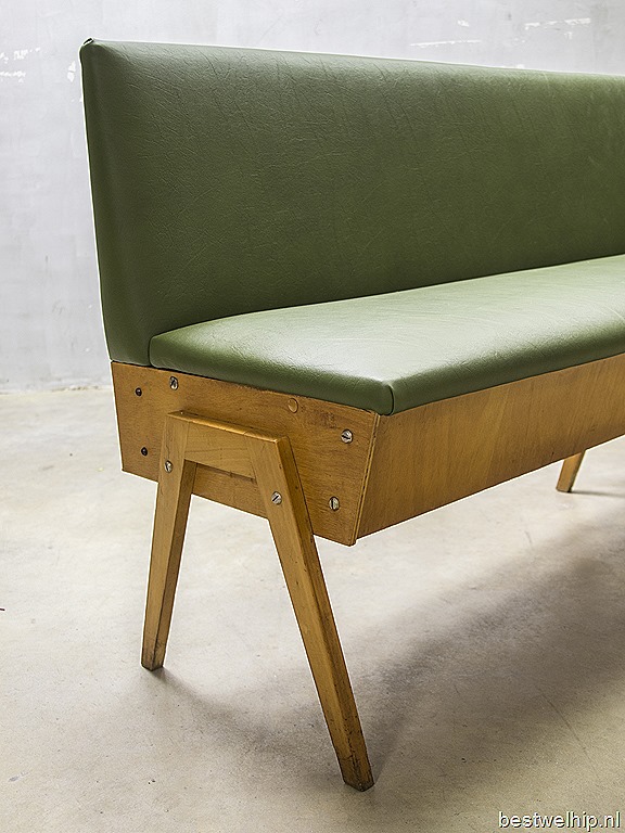 Vintage design eettafel bank industrieel, vintage sofa mid design | Bestwelhip