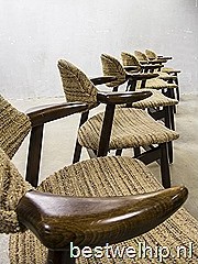 Vintage koehoorn stoelen Tijsseling Dutch design cowhorn chairs