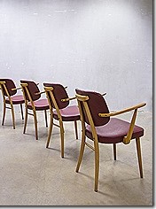 Fifties vintage eetkamer stoelen Tijsseling, mid century design dinner chairs Tijsseling